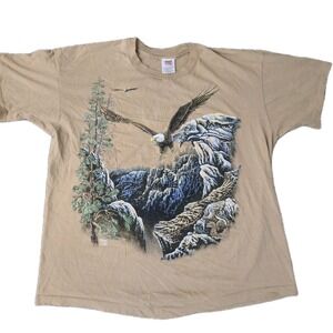 Vintage Eagle Nature T Shirt Mens XXL 90s 1995 Single Stitch Scenery